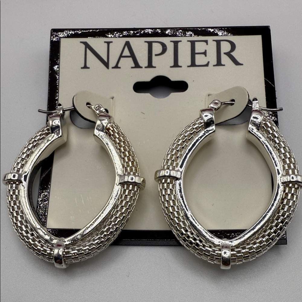 NWT Napier Silver Mesh Hoop Earrings